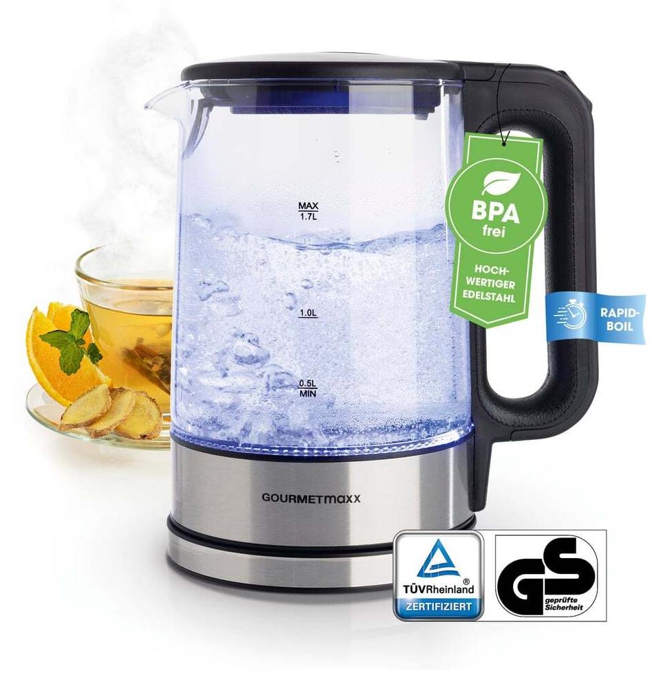 Gourmet Maxx GOURMETmaxx Glas-Wasserkocher LED 1,7l 12053