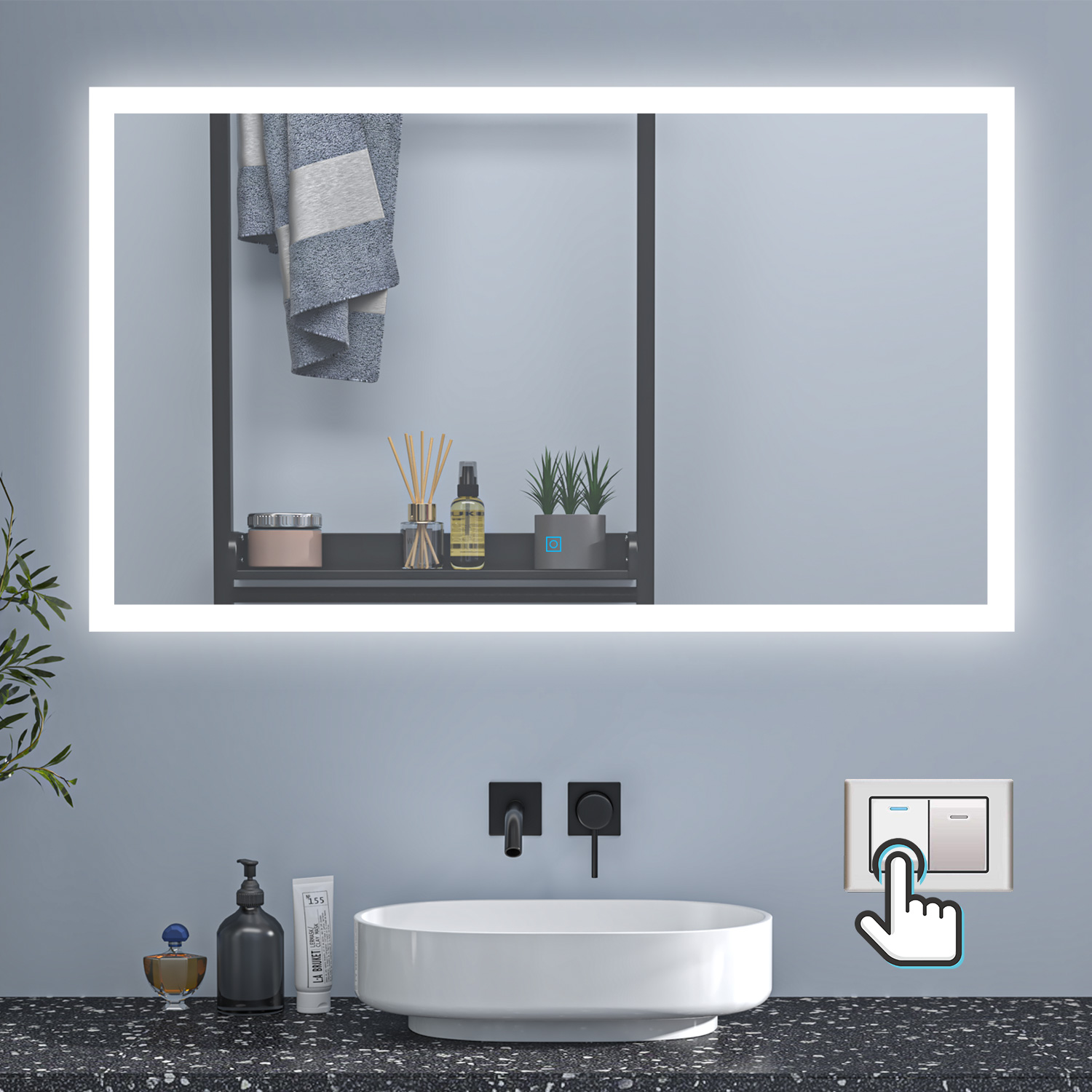 Badspiegel mit Beleuchtung 120×70cm
