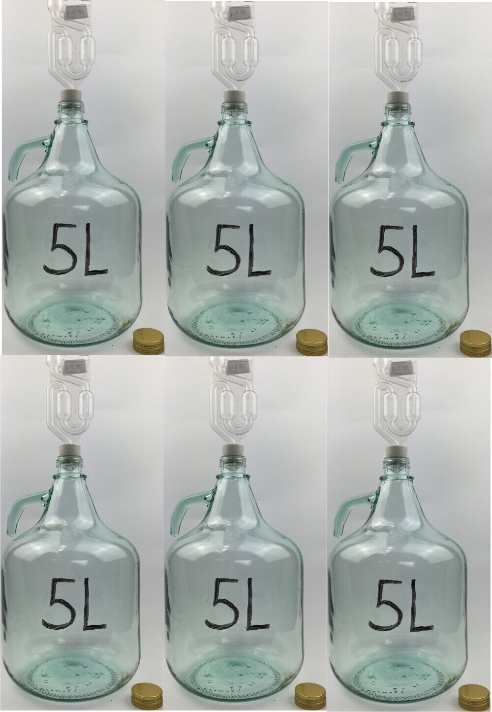 lilawelt24 6 x SET 5L Flasche + Stopfen + Gärröhrchen Weinballon