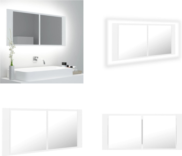 vidaXL LED Bad Spiegelschrank Weiß 100x12x45 cm Acryl - LED Spiegelschrank - LED Spiegelschränke - LED-Bad-Spiegelschrank - LED-Bad-Spiegelschränke HL804980