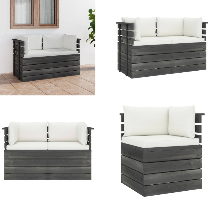 vidaXL Záhradná 2-miestna pohovka z paliet s vankúšmi z masívnej borovice - Pohovka z paliet - 2-miestna pohovka - 2-miestne pohovky