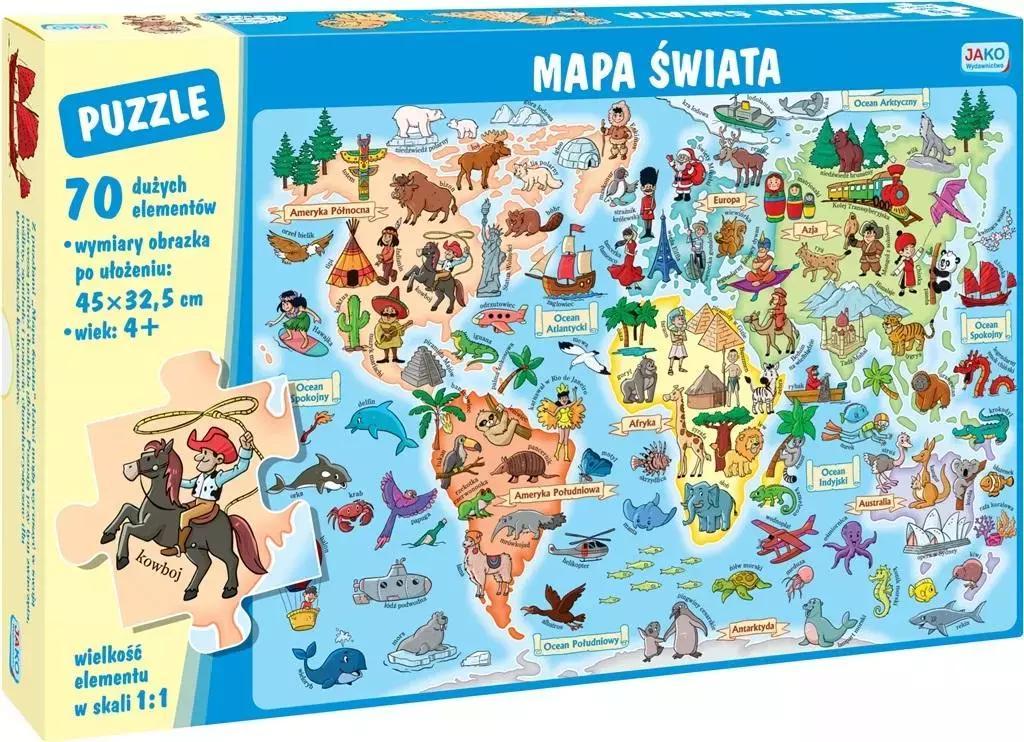 Jako Puzzle 70 elementów. Mapa świata