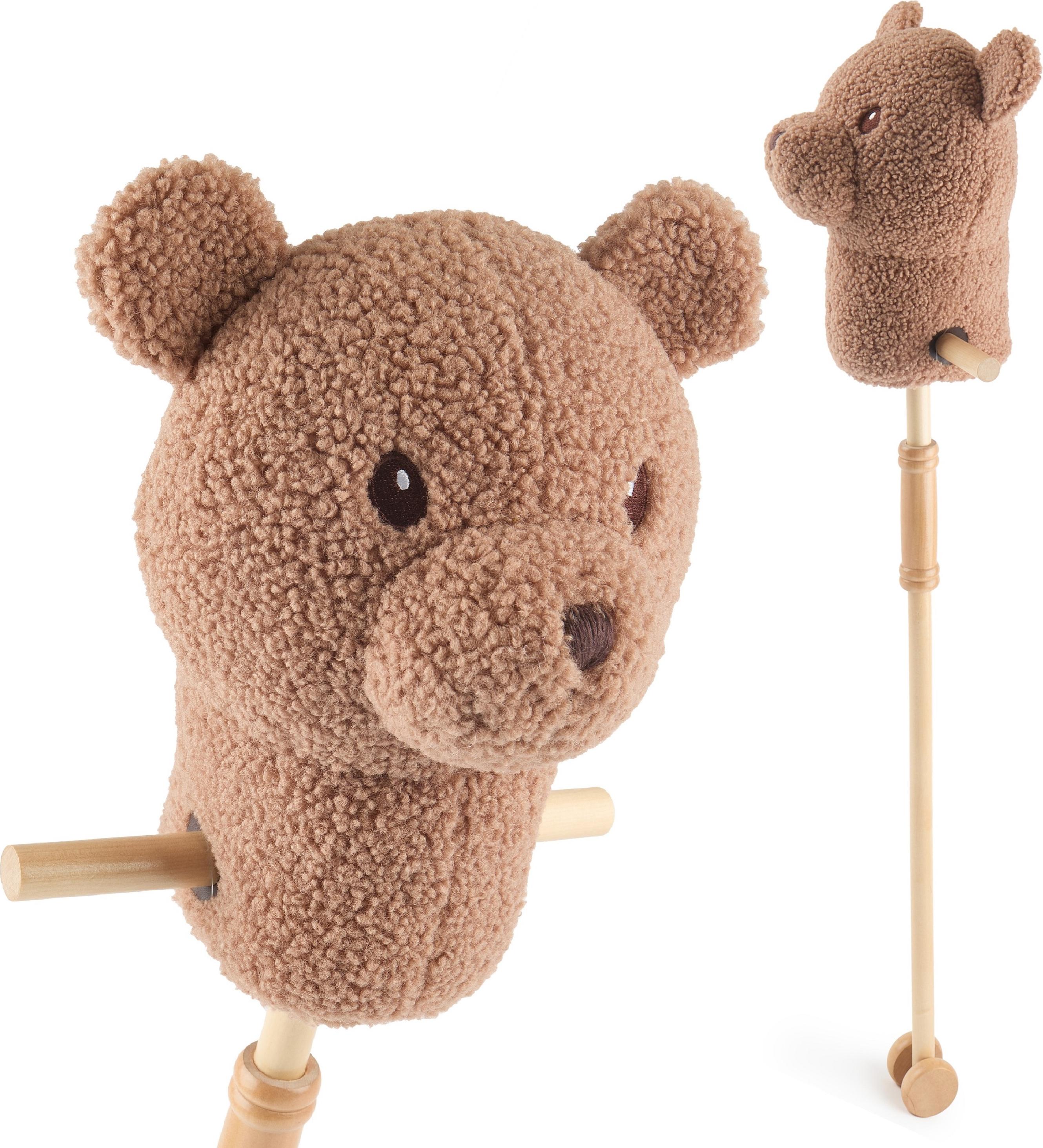 KG Bieco Bieco Steckenpferd Kinder Bär Mika | Hobby Horse Pferde | Steckenpferd Rollen | Steckentier Holz Pferd Stab | Stock Pferde Schöne Steckenpferde für Kinder Stockpferd Kleinkind Zubehör 74000194
