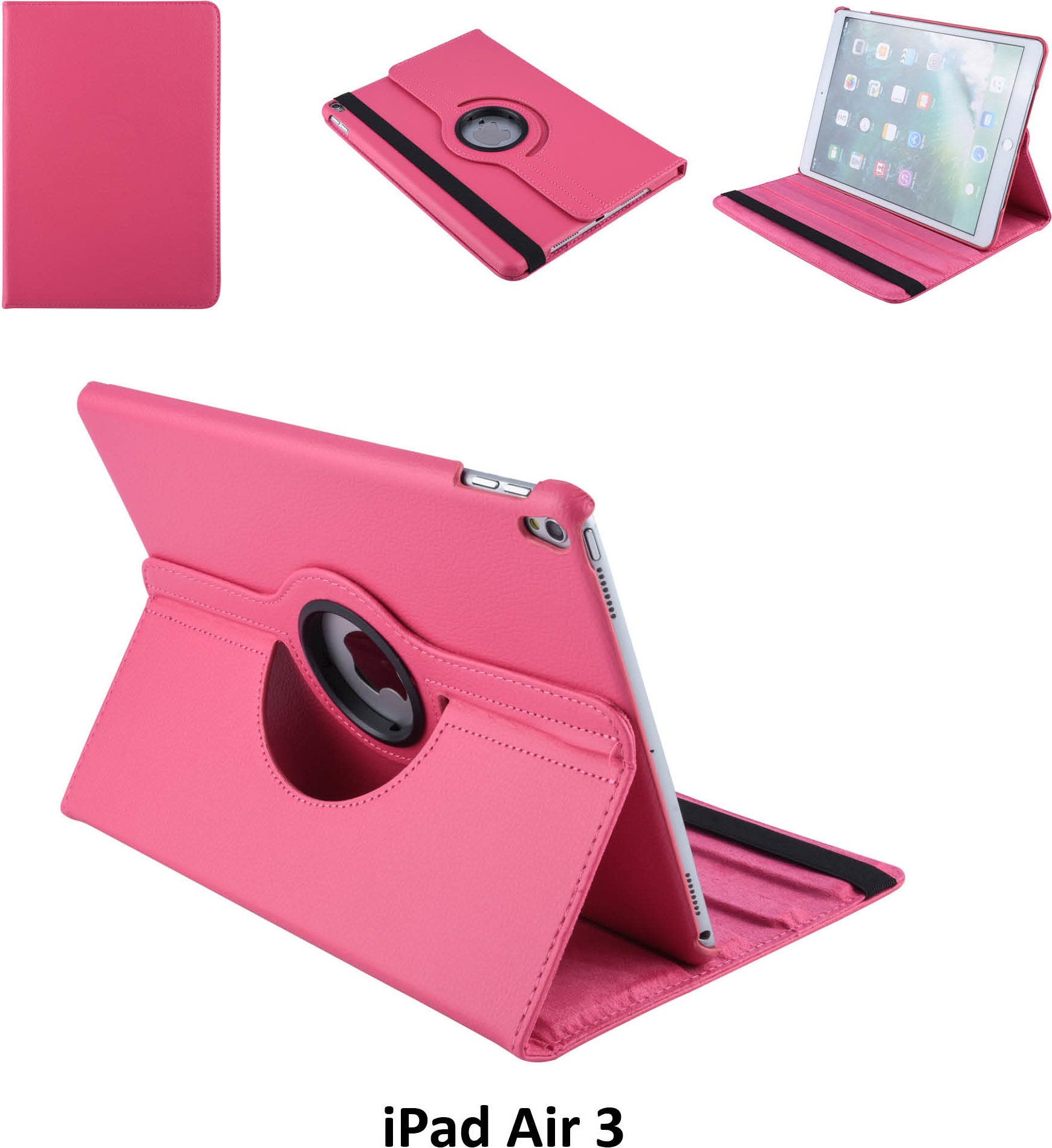 NoBrand Book case Tablet Apple iPad Air 3 Rotatable Hot Pink for iPad Air 3 2 Viewing Positions