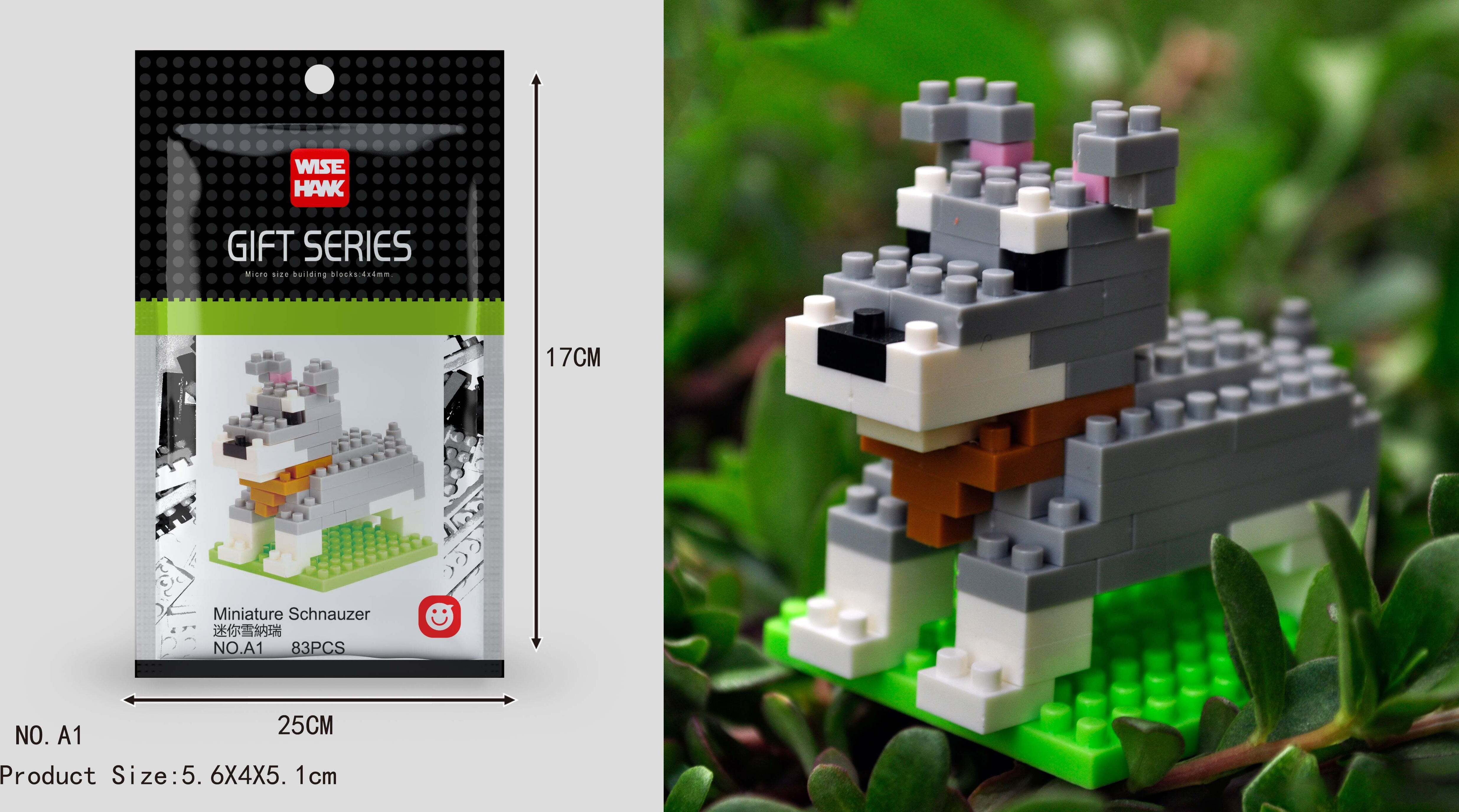 Tinisu Zwergschnauzer Figur Bausteine Modell LNO Micro-Bricks TB33