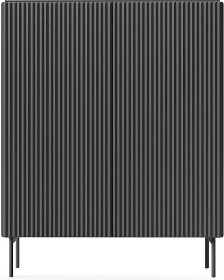 VENETI Hohe Kommode mit Türen BOAZ - schwarz 143-10-00053