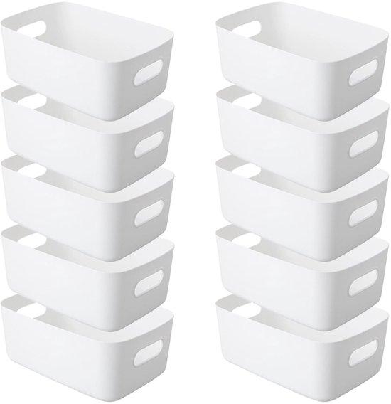 Azomor® Witte Kunststoff Aufbewahrungsbox mit Griffen für effiziente Raumorganisation 30 x 20 x 12 cm