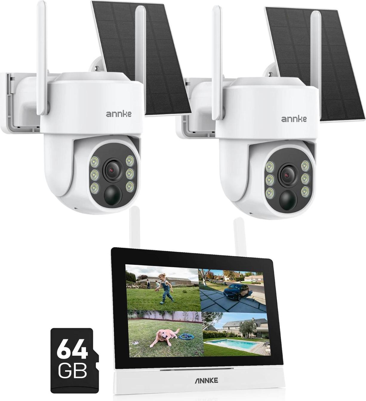 Bezpečnostné kamery, rozlíšenie 4MP, solárne napájanie, 2ks kamery 64G SD