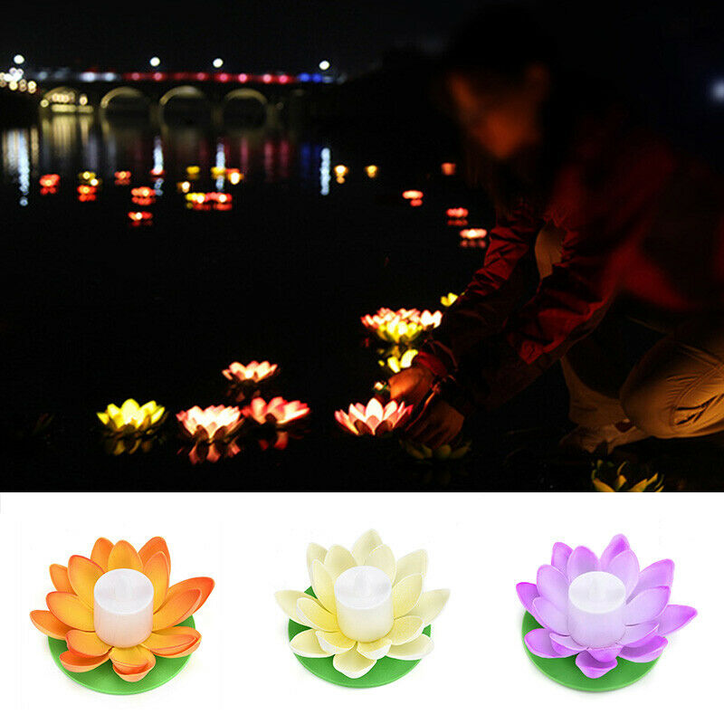 Outdoor schwimmende Lotus Licht Pool Garten Wasser Blume LED-Leuchten R5I0 