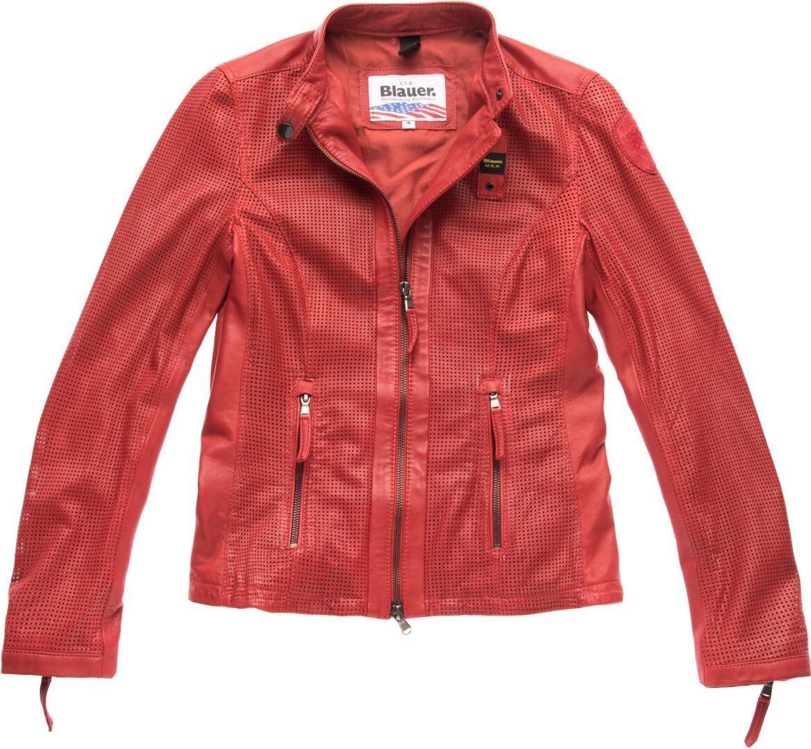 Blauer USA Miller Perforierte Damen Lederjacke, rot, S 19SBLDL02186-005325-559-S