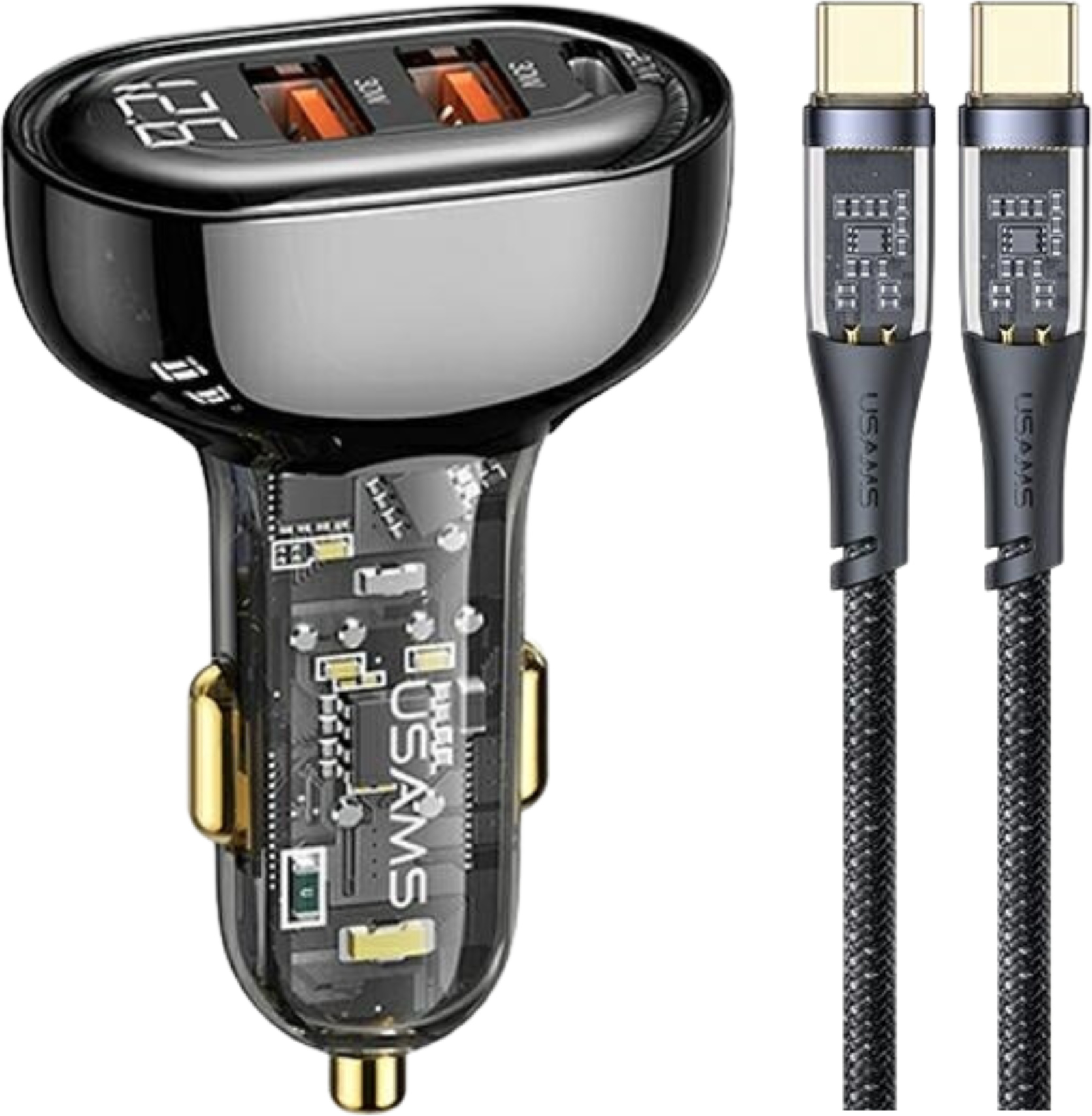 Usams Ład. Sam. 2Xusb+1Xusb-C 80W Fast Charge + kábel Usb-C - Usb-C Bxlacctc01