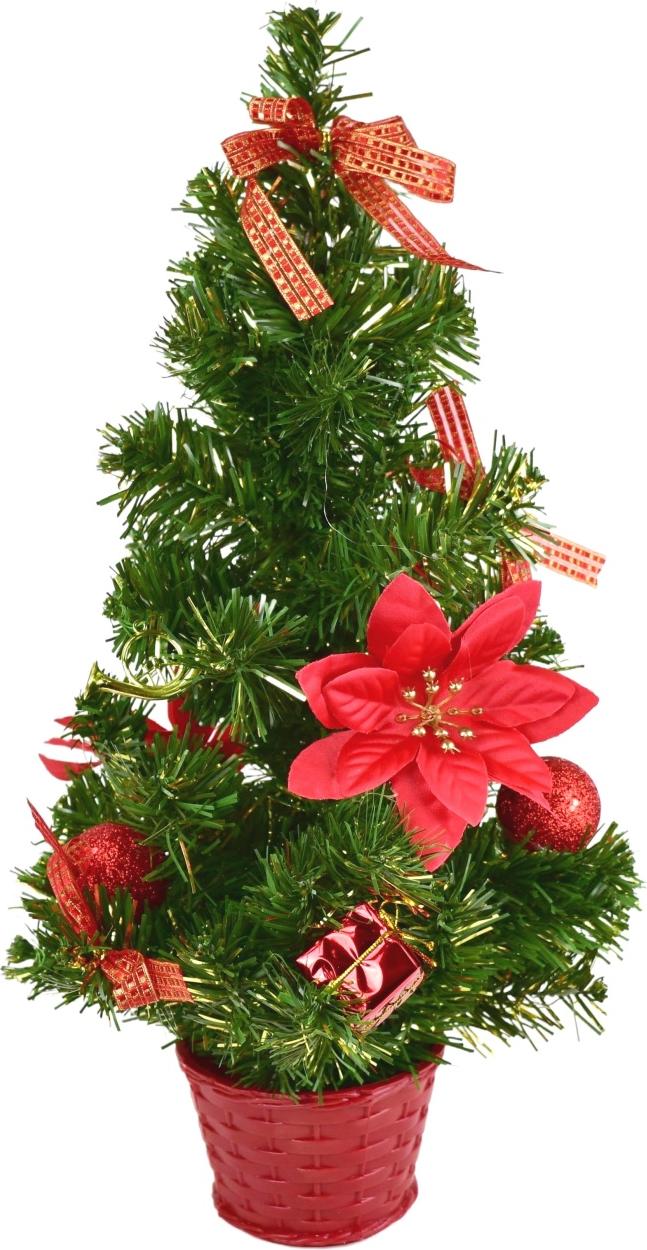 DOMMIO Baum geschmückt mit roten Ponsetien 45 cm