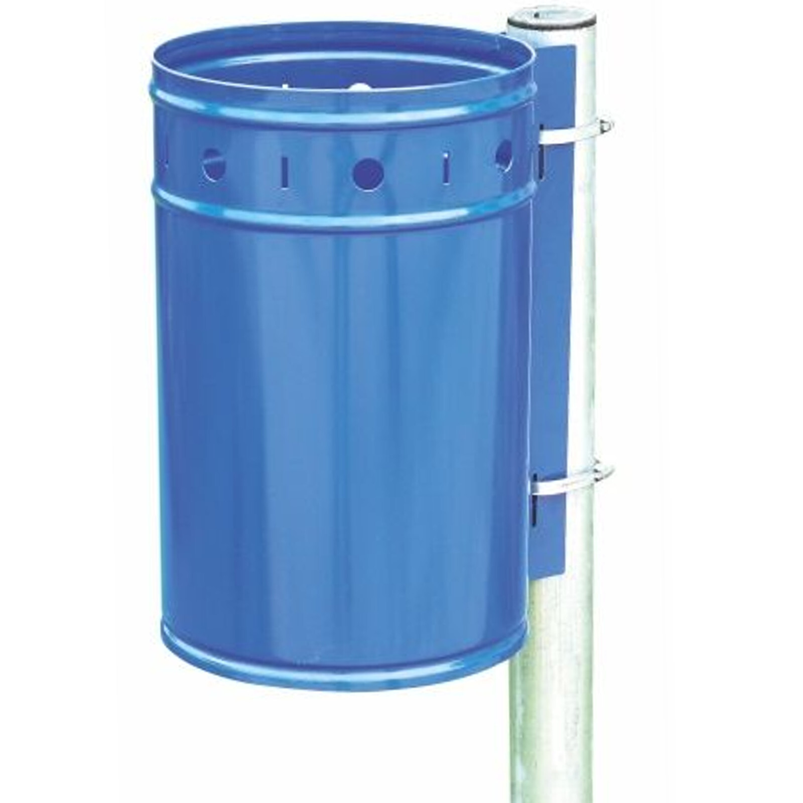 Oceľový kôš na stĺpik 20 l modrý