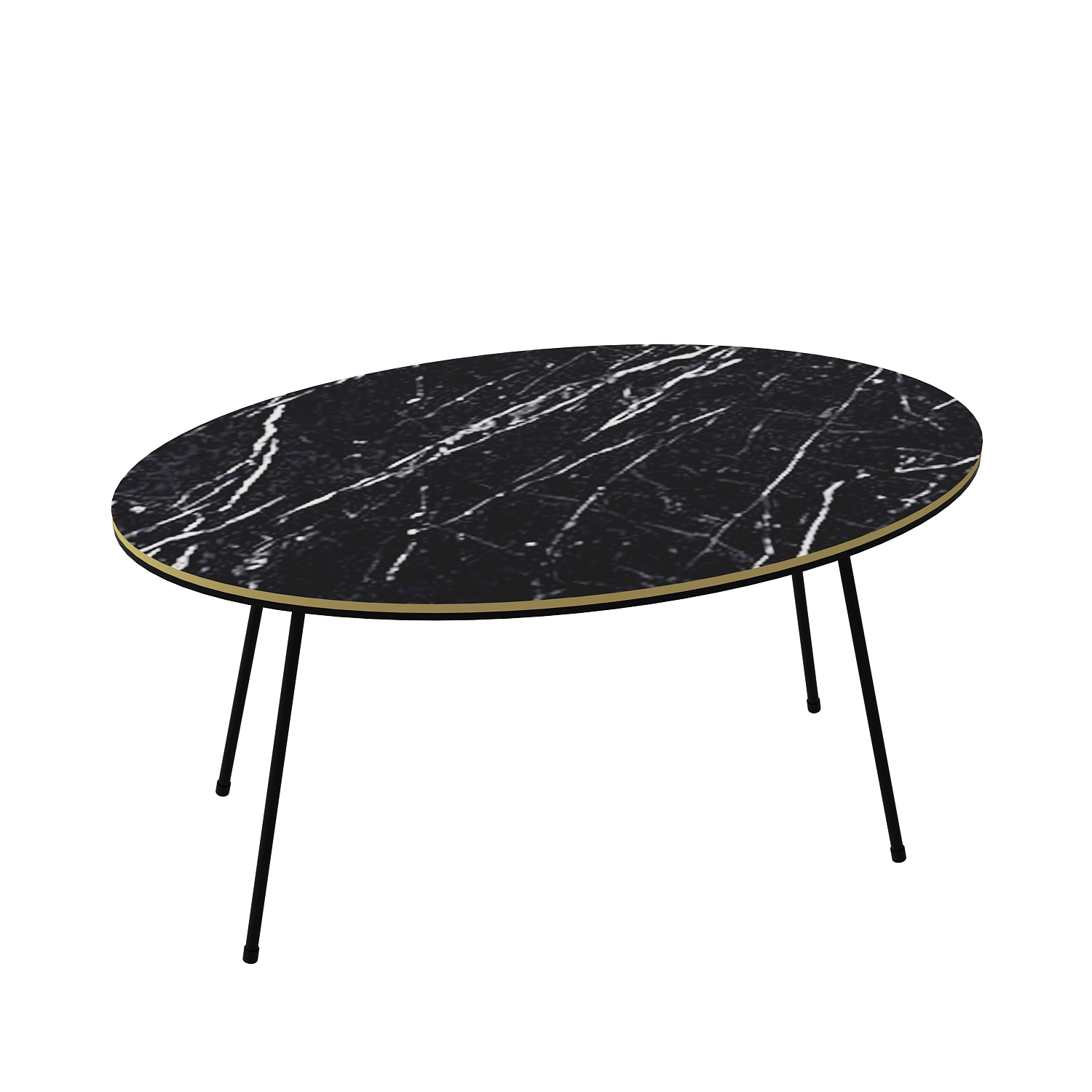 moebel17 Couchtisch Marmor Optik Oval Schwarz 22126948