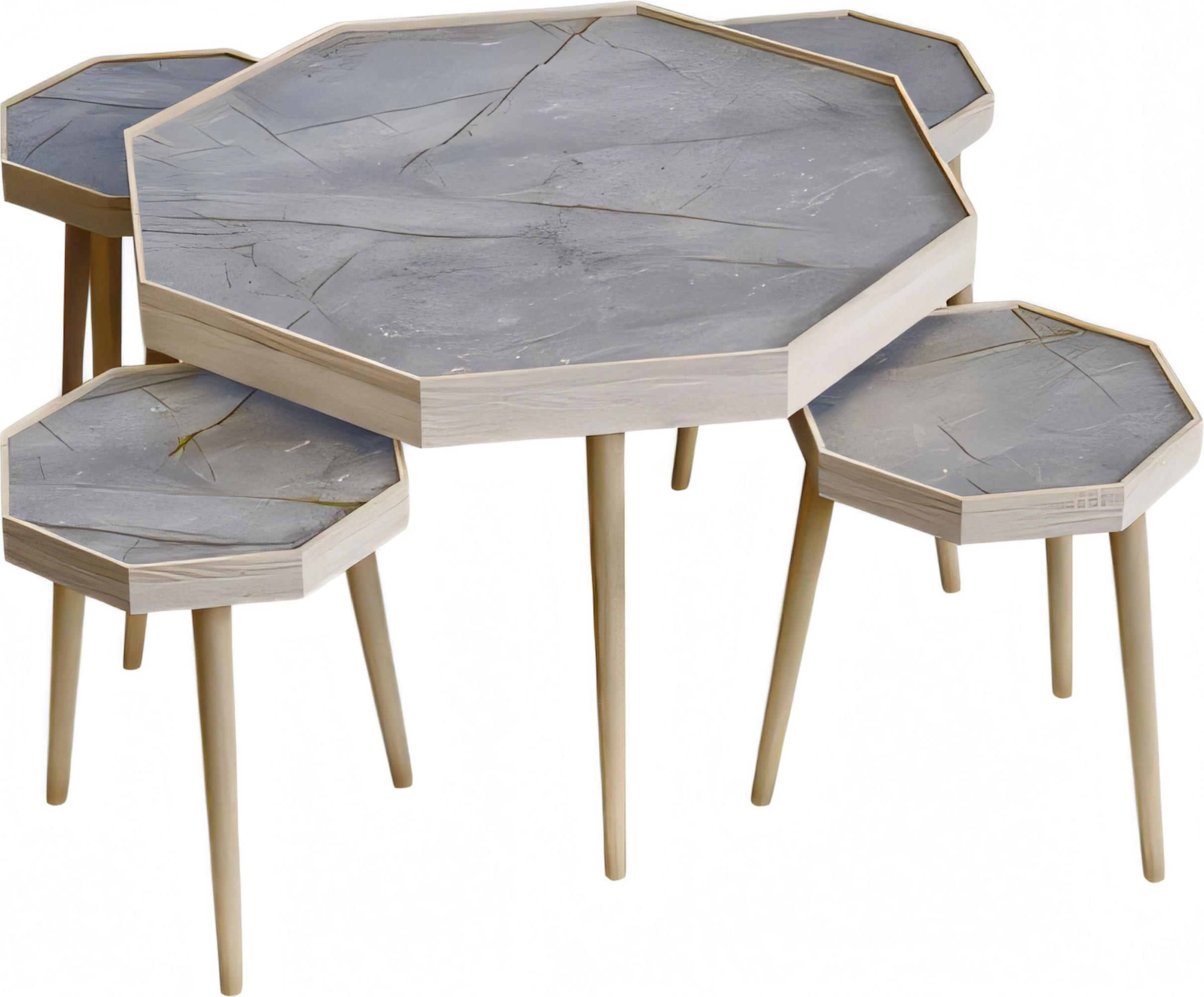 AEA Grauer Holz Couchtisch modern elegant