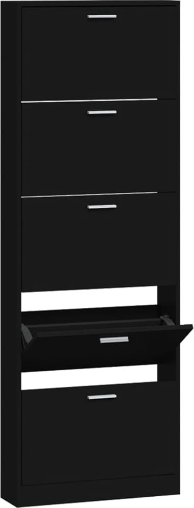 Schuhschrank Schwarz 59x17x169 cm Holzwerkstoff