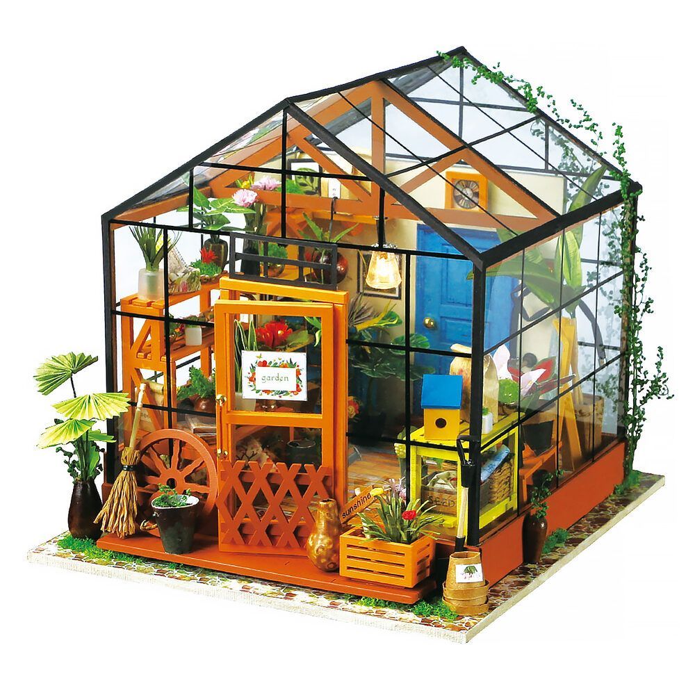 Robotime Holz Miniatur Puppenhaus DIY Möbel LED Licht Haus Modell Wohnkultur 