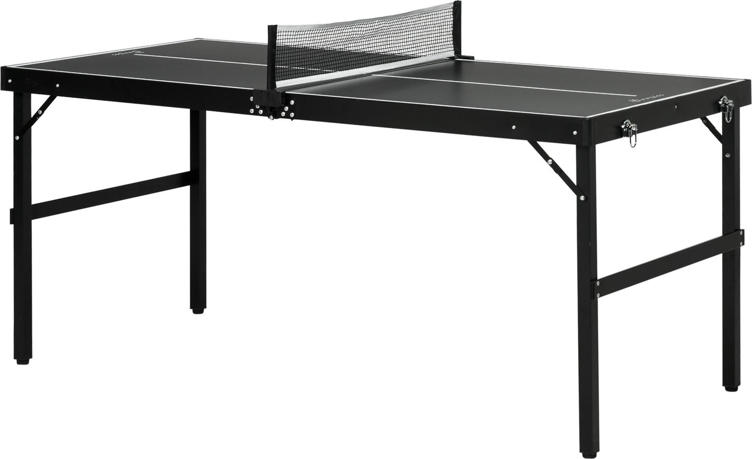 JTI GmbH Mini Tischtennisplatte klappbar Tennistisch Freizeittisch mit Tischtennisnetz Griff Tischtennis Set Indoor Spiel für Zuhause Aluminium Schwarz