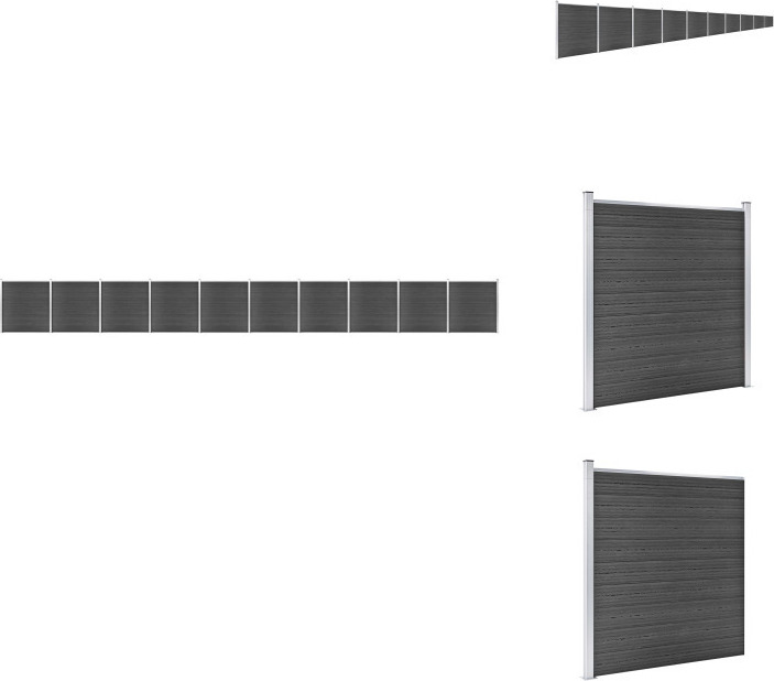 vidaXL Zaunelement Set WPC 1737x186 cm Schwarz - Zaunfelder TLS3070437