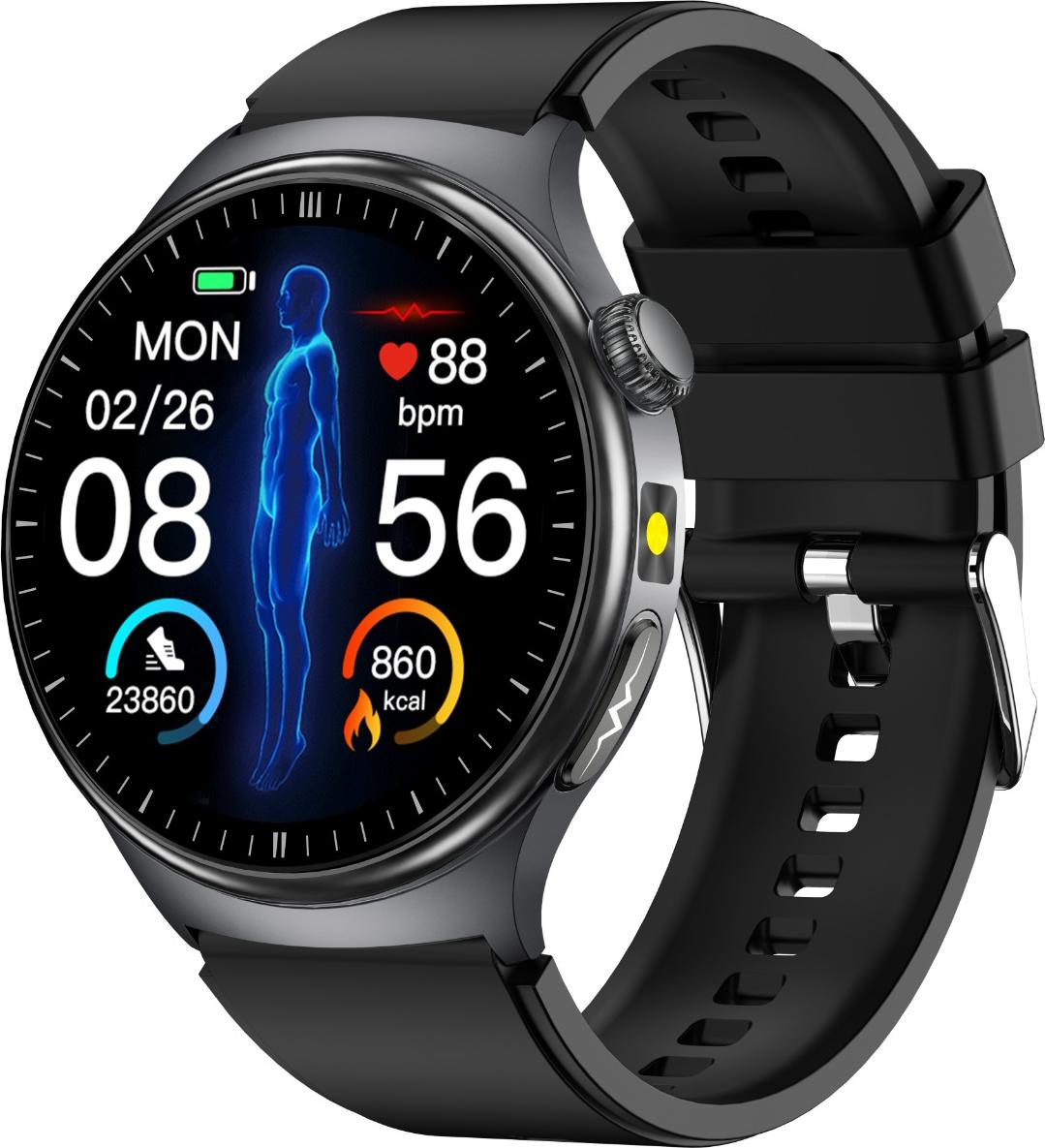 INF Smartwatch mit AMOLED, EKG, Herzfrequenz & Blutsauerstoffmessung Schwarz 398157