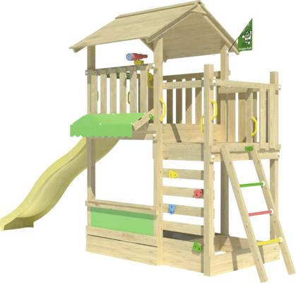 Spielhaus mit Stelzen Jungle Gym 440 x 165 cm Holz gelb