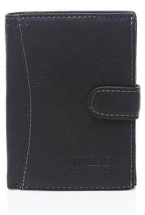 Wild Things Only Große schwarze Herren-Lederbrieftasche Wild G90
