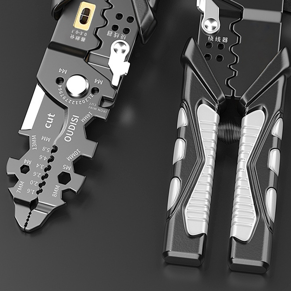 Aibecy Multifunktionale Zange aus Chrom-Vanadium-Stahl, Elektriker, Drahttrennen, Crimpen, Abisolieren, Schneiden, Wickeln, Spannwerkzeuge fuer die Wartung von Haushaltsgeraeten
