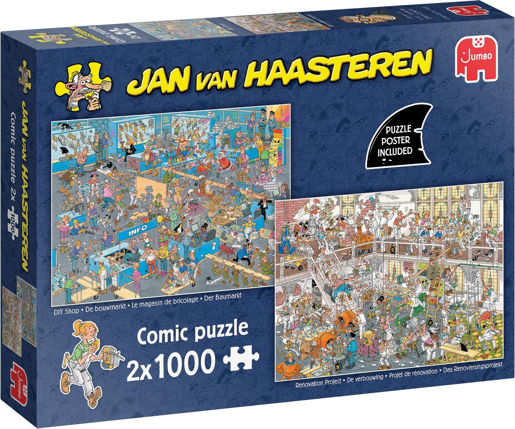 Jumbo Spiele Jan van Haasteren How not to DIY, Renovierungsprojekt und Baumarkt, Puzzle, 2 x 1000 Teile, 1110100647