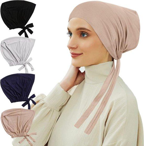 Famanu Hijab Unterkappe Verstellbar - Islamische Moslem Unterkappe - Untertuch Bonnet Kappen - Schwarz Lichtgrau Kaffee Navy - Einheitsgröße SHSHOP