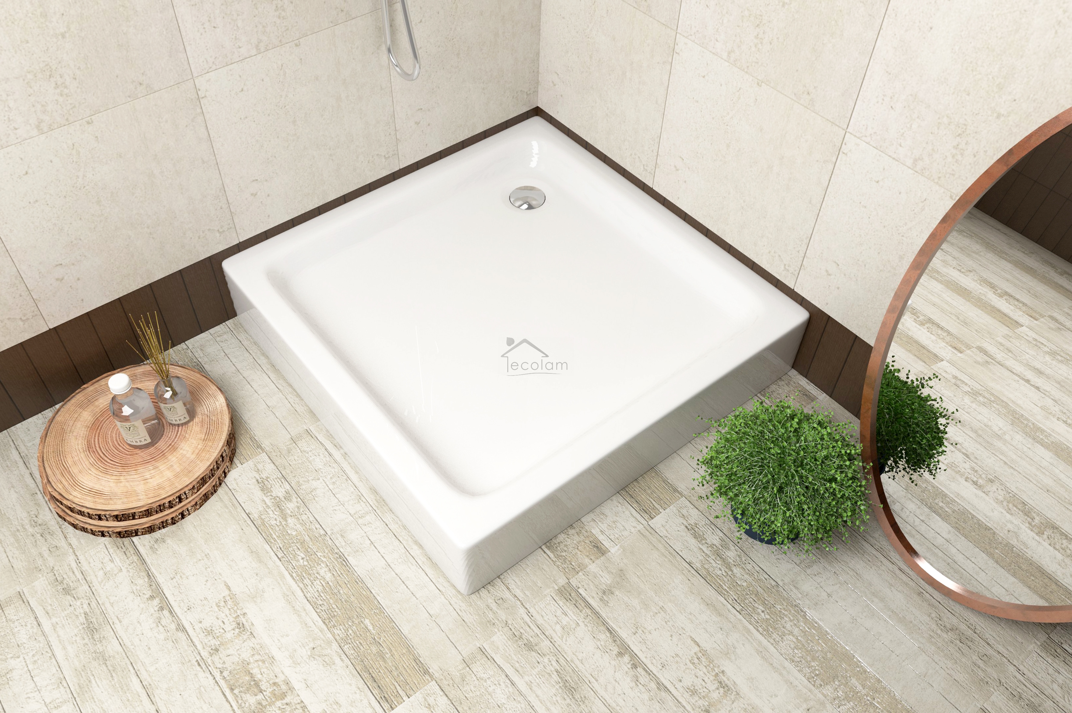 ECOLAM Duschwanne Grawello 80x80 Cm – Quadratisch, Acryl, Mit Styroporunterseite & Siphon