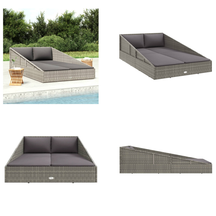 vidaXL Záhradná posteľ sivá 110x200 cm polyratan - Lehátko - Lehátka - Lehátka - Lehátka