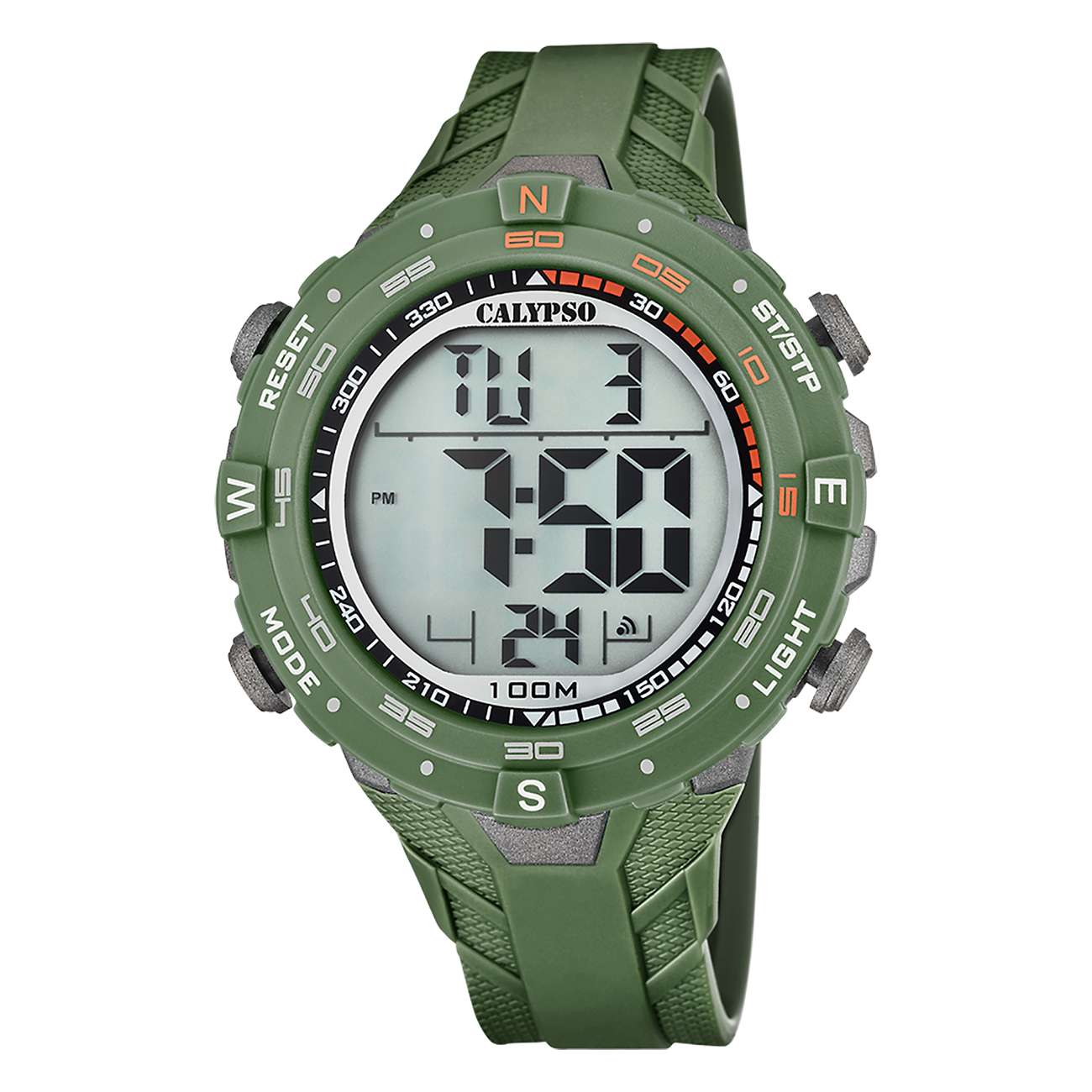 Pánske analógové hodinky Calypso športové gumové náramkové hodinky olivovo zelené UK5838/1