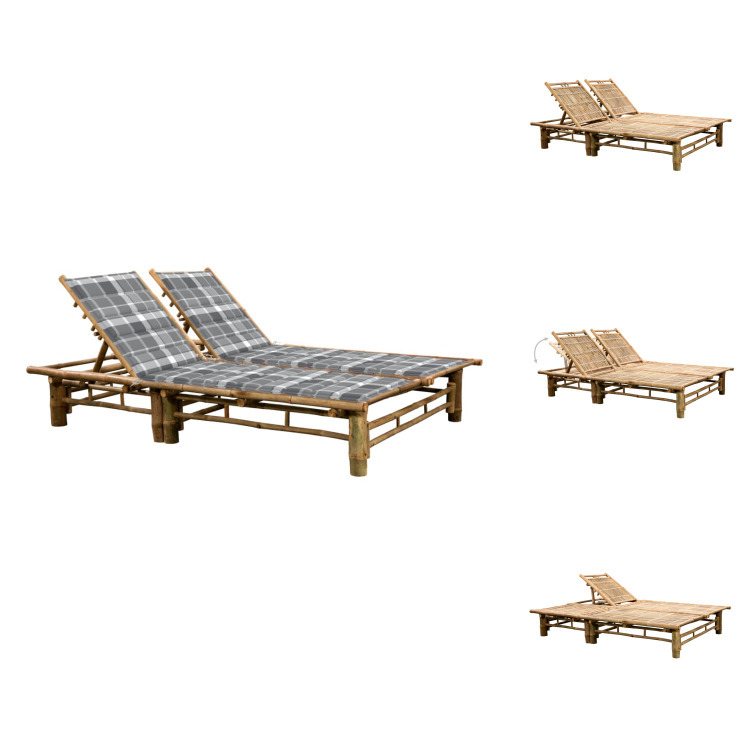 vidaXL Lehátko pre 2 osoby s bambusovými vankúšmi - Lehátka