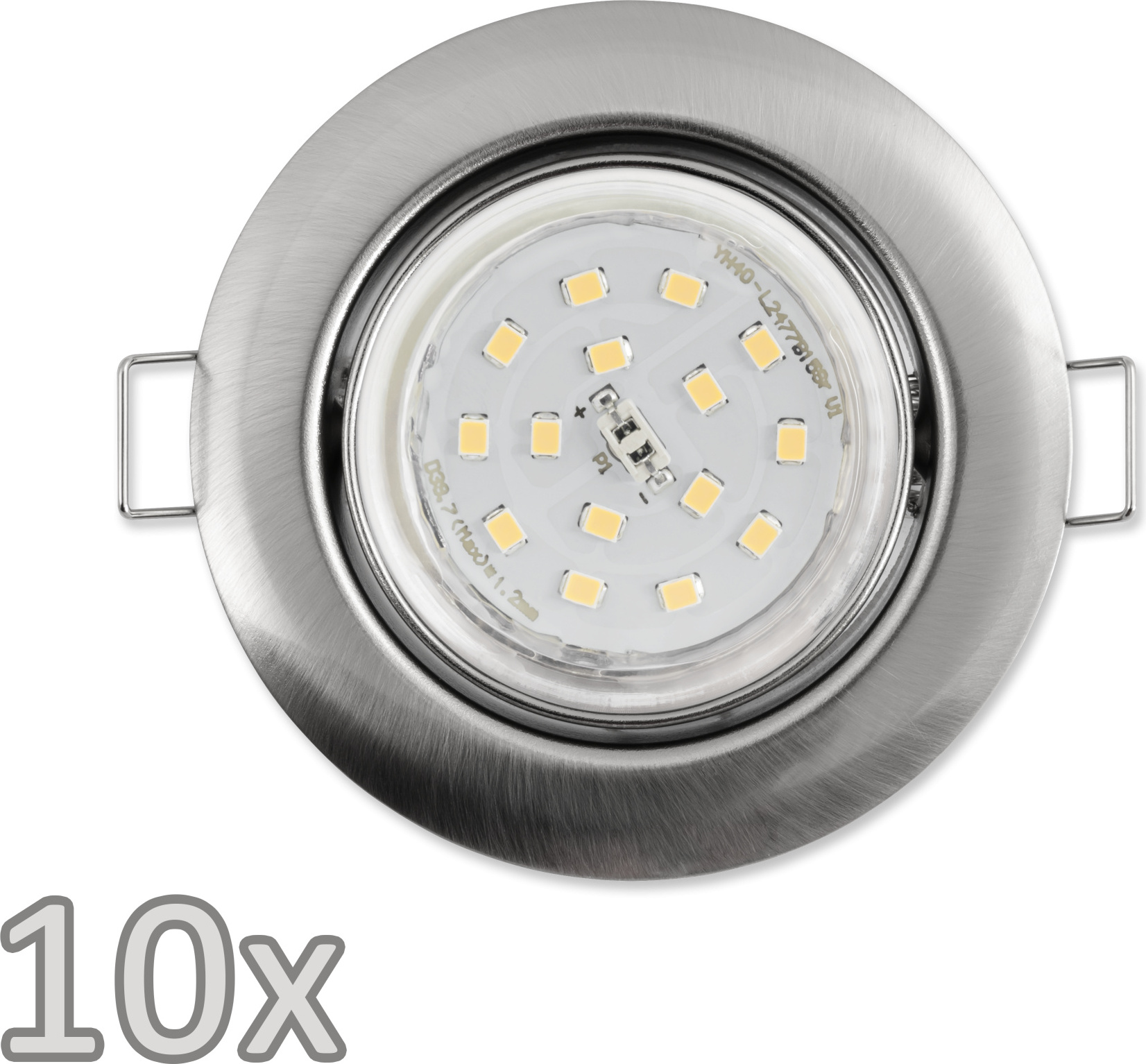 Einbauleuchten-Set McShine, 10xRahmen, 10x LED-Strahler, Edelstahl gebürstet 1452903
