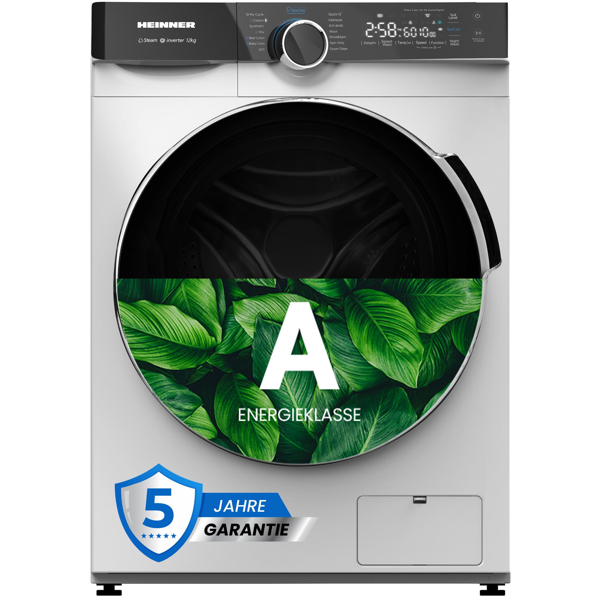Heinner HWM-M1214IVKA Waschmaschine 12 kg, 1400 U/min, Inverter, , Dampfprogramm, Weiß HWM-M1214IVKA+++