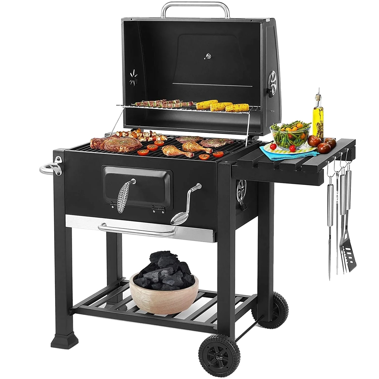 Vonkajší kempingový BBQ gril, Offset Smoker, Einstellbare Belüftung