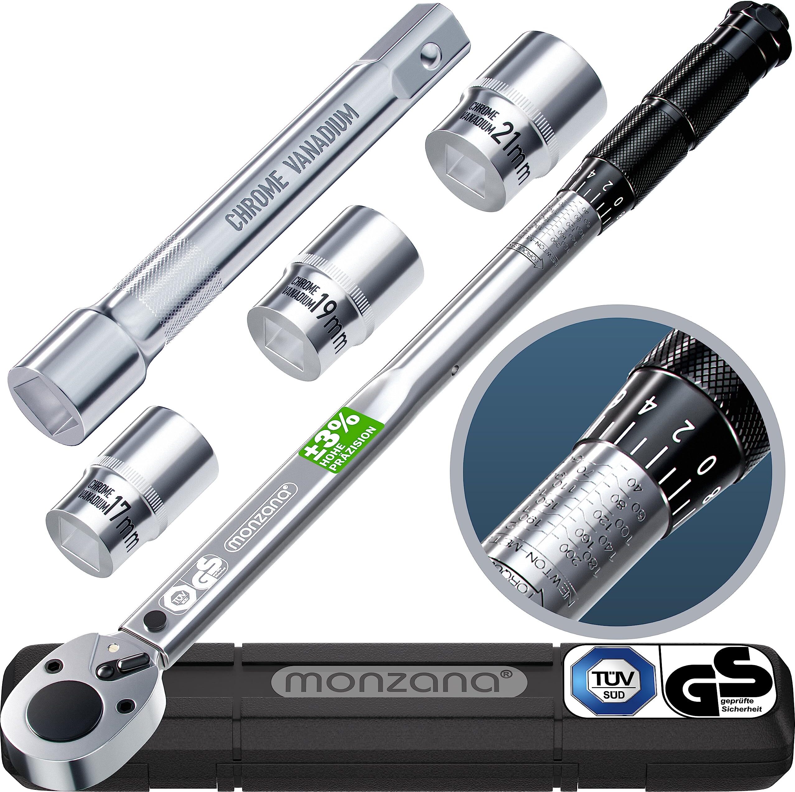 MONZANA® Drehmomentschlüssel 6tlg. Set 40-210Nm Süd GS 1/2 MONZANA® Drehmomentschlüssel 6tlg. Set 40-210Nm Süd GS 1/2