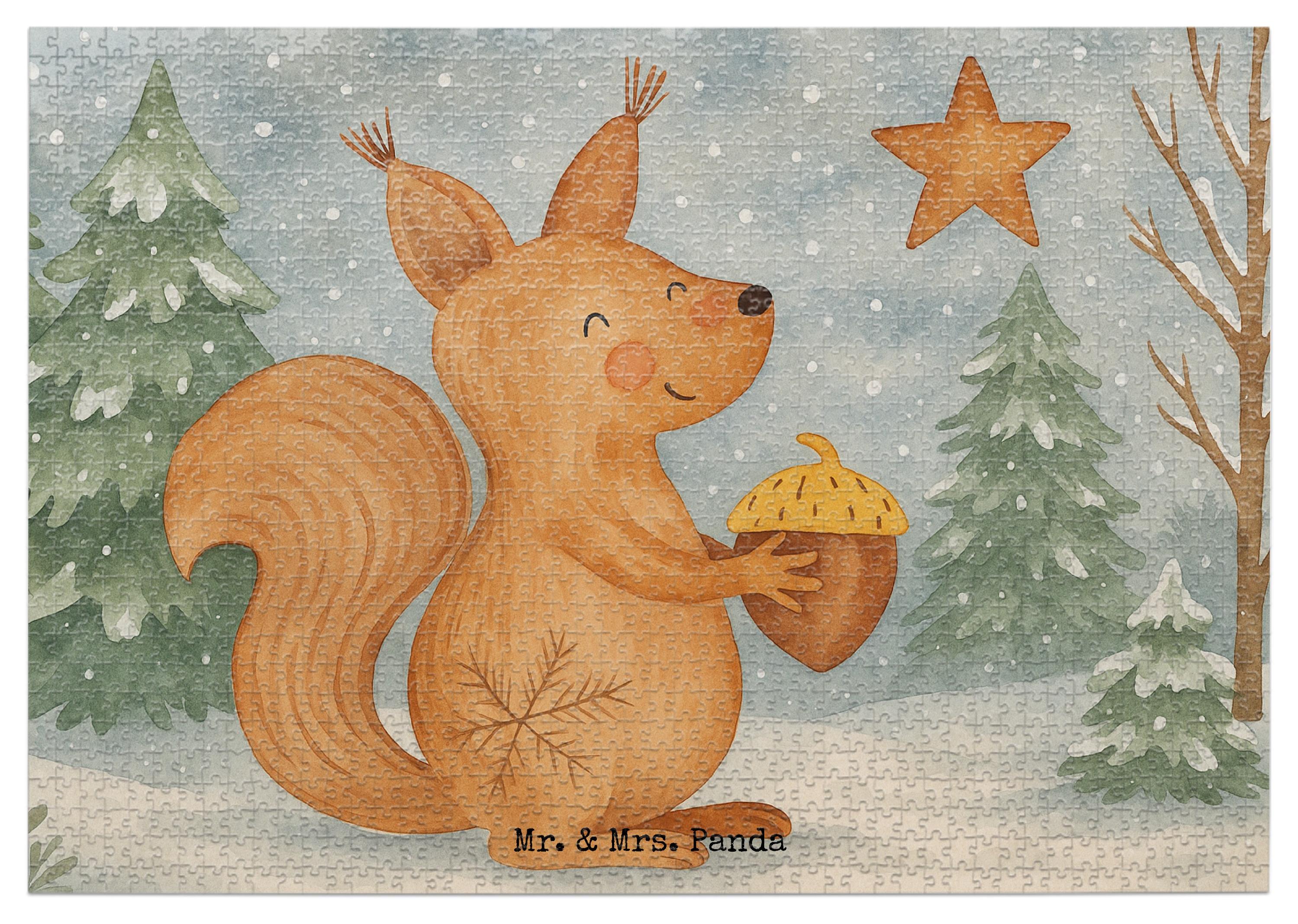 Mr. & Mrs. Panda Puzzle Eichhörnchen Weihnachten Design 1500 Teile - Weiß - Geschenk, 2000, Geduldspiel, Frohe, Guten Rutsch, Weihnachtsgruß, Frohes Neues Jahr, 500, 1000 PD-1922413-STANDARD