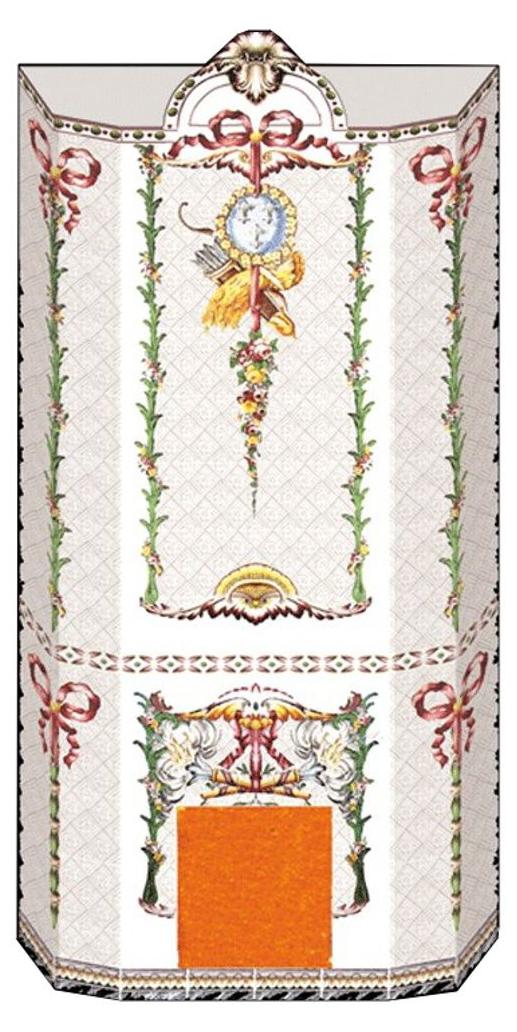 Sergej Lewen Kamin zum Selbskleben, aus Papier, geprägte Fliesen. Für 1:12 Puppenstuben. W2927