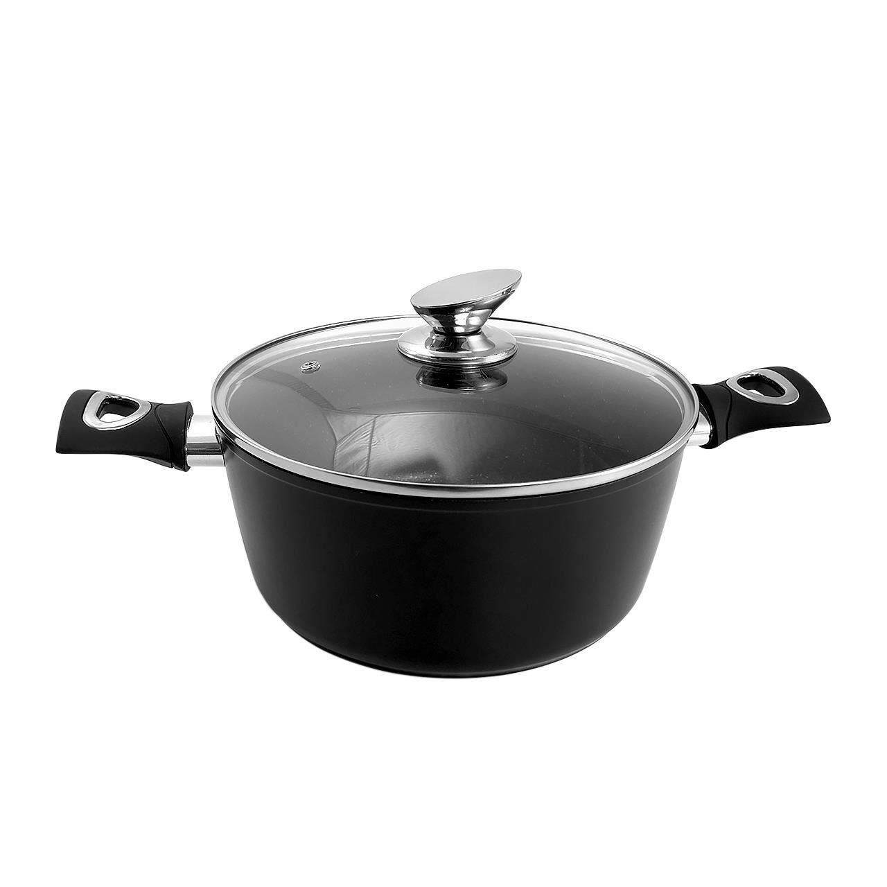 Topf mit Glasdeckel YENA, 28 cm, 6 L, antihaftbeschichtet, Black Line, MAGIC HOME ARC-801535