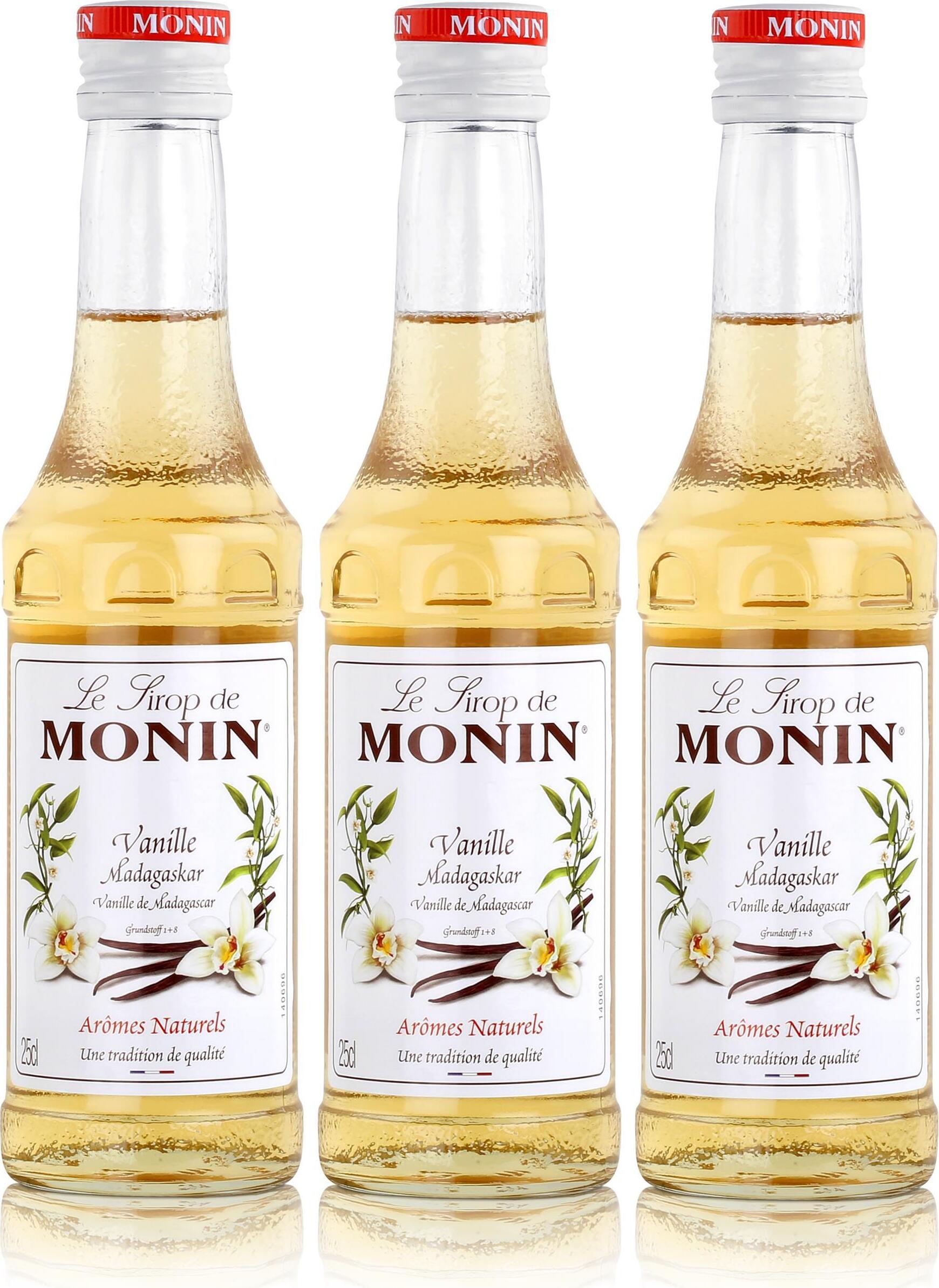 3x Monin Vanille / Vanilla Sirup, 250 ml Flasche