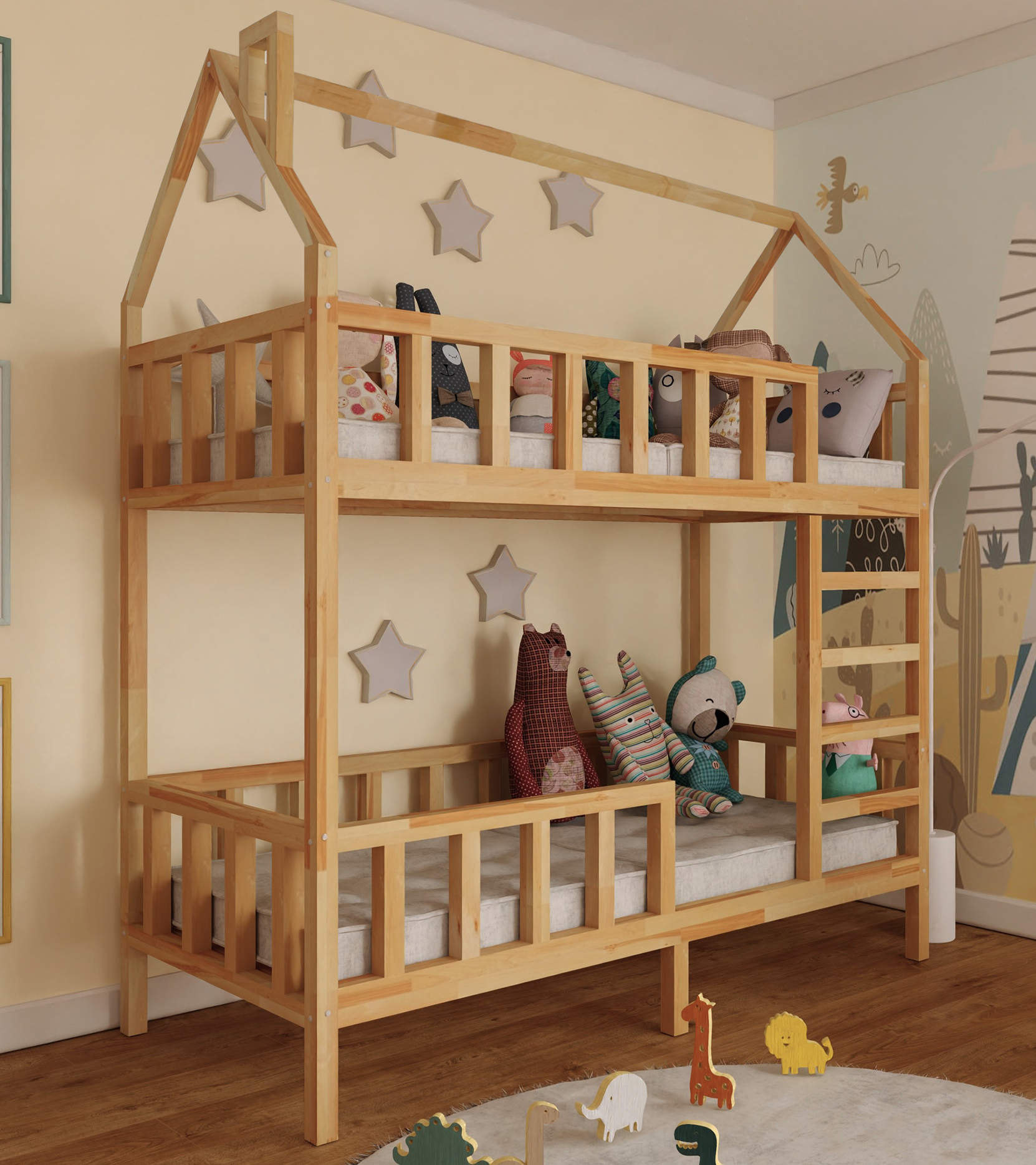 Hochbett Häuschen ZOSIA - Frontzugang mit Leiter - 160x90 cm