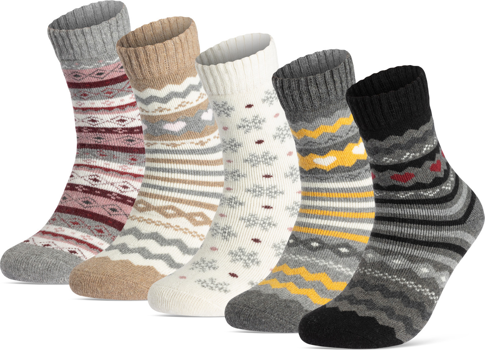 Harlamvar 5 Paar Thermosocken Damen | Warme Wollsocken Größe 35-40 | Gemütliche Wintersocken