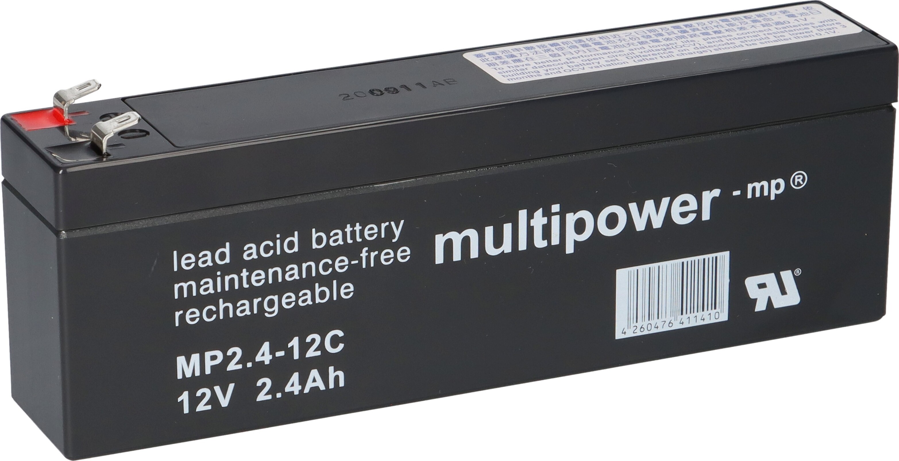 Multipower MP2,4-12C / 12V 2,4Ah Blei Akku AGM Zyklentyp MPC2,4-12