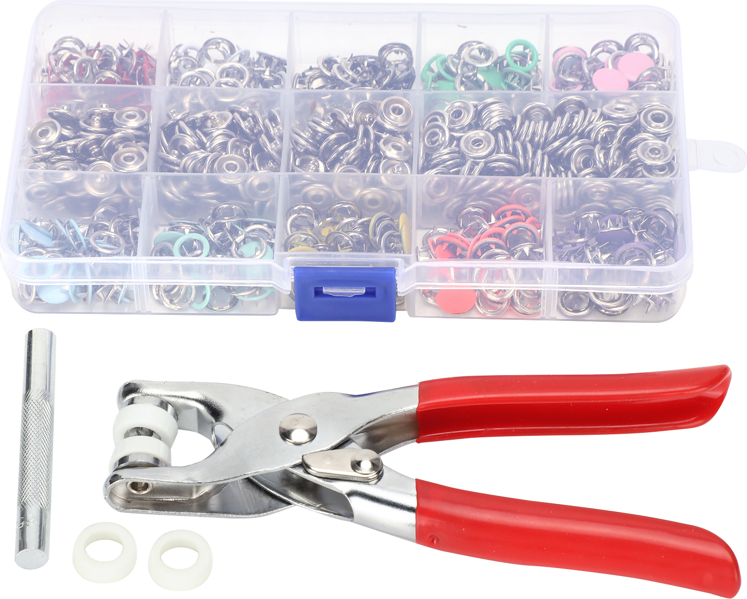 Gistuch Druckknopf-Set, 804-teilig, 9,5mm, Mit Handpresse & Zubehör, Für Nähen & Textil-Bastelarbeiten