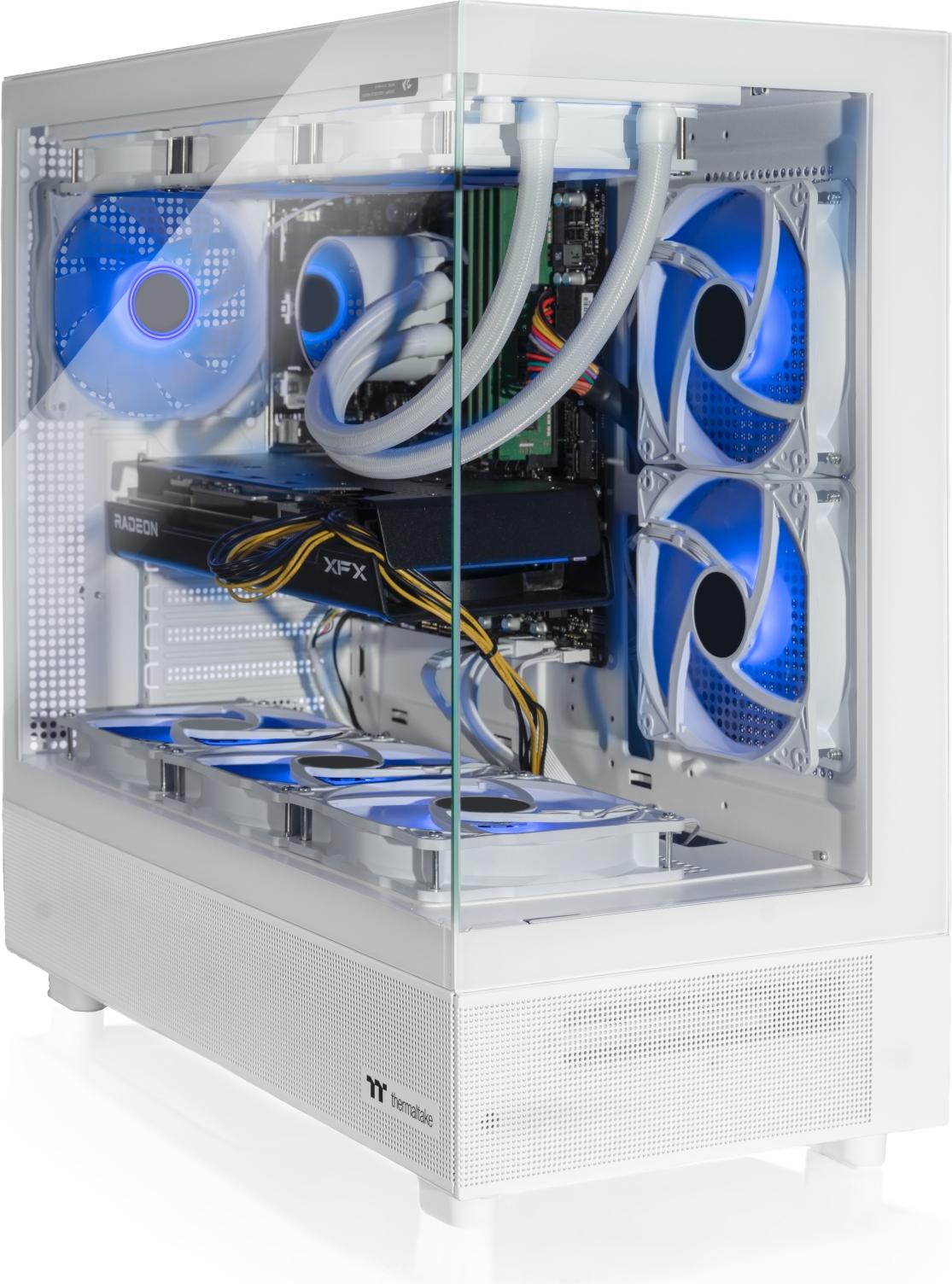 Gaming PC Weiß Glasgehäuse High End mit AMD Ryzen 5500 CPU | Nvidia GeForce RTX 3050 | 32 GB RAM DDR4 | 1 TB NVMe M.2 SSD | Windows 11 Pro