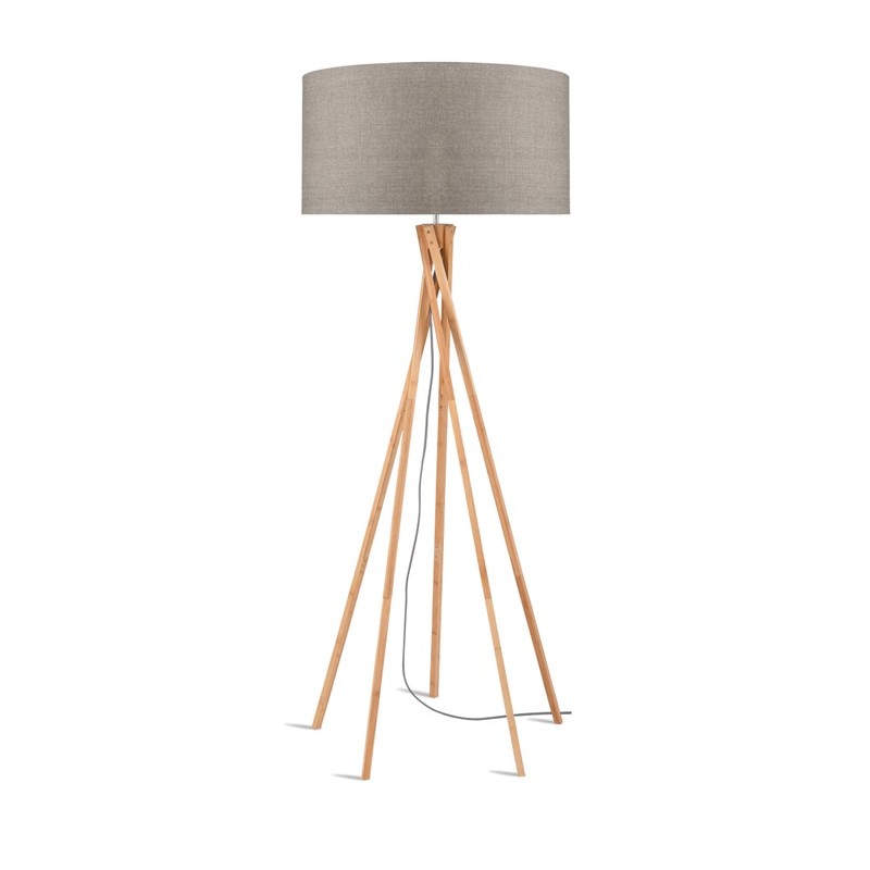 GOOD&MOJO - Stehleuchte Kilimanjaro - Taupe/Bambus - Ø60cm für Wohnzimmer, Schlafzimmer KILIMANJARO/F/6030/LD