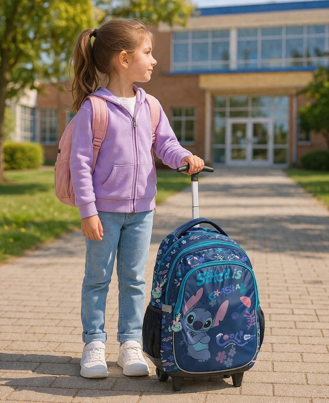 PASO DISNEY LILO UND STITCH Schultrolley Schulranzen auf Rollen TROLLEY RANZEN TROLLEY FUR MADCHEN