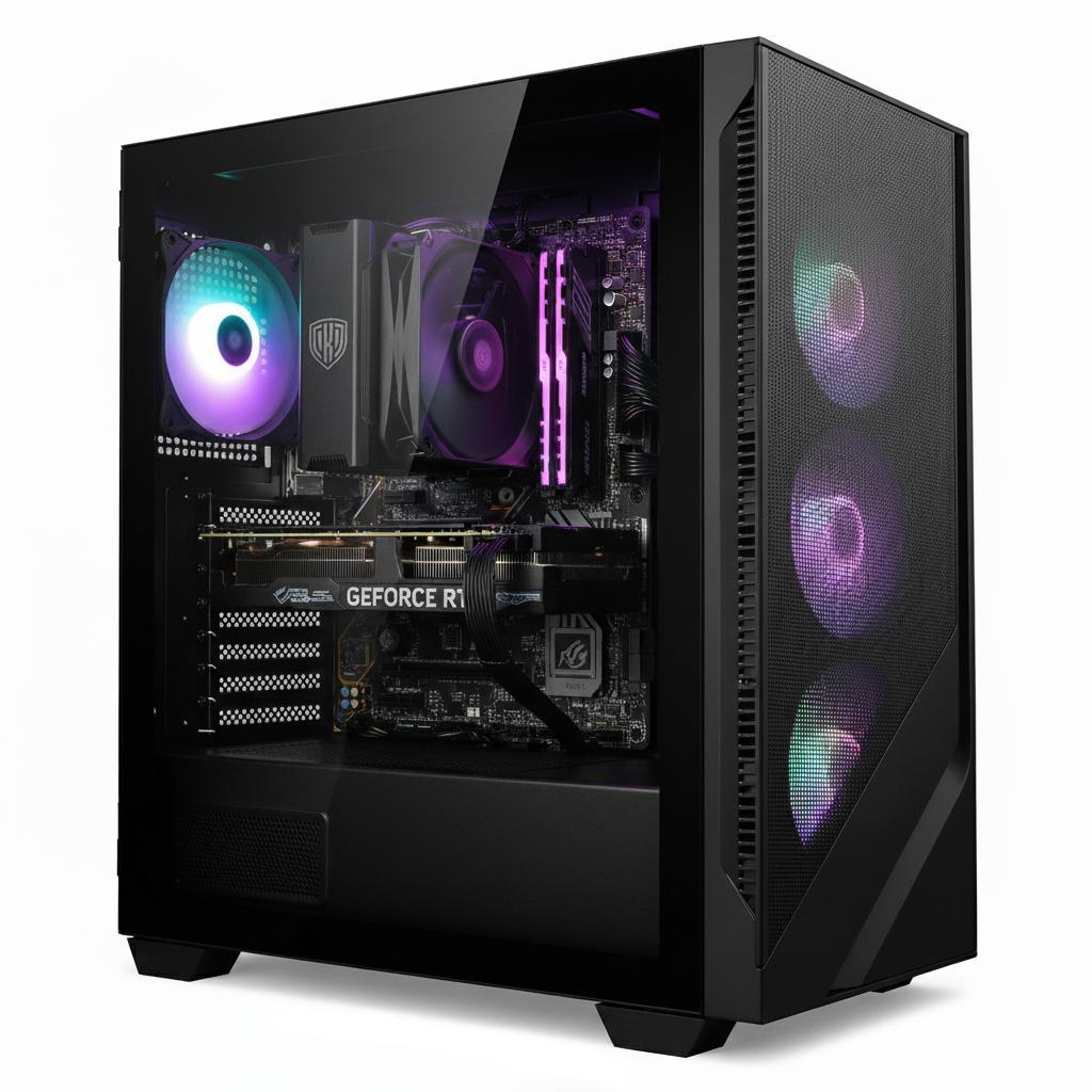 Gaming PC: Ryzen 7 5700X (8 Kerne, bis 4.6 GHz), RTX 5060 8GB, 32GB RAM, 1TB SSD, RGB, Windows 11 Pro