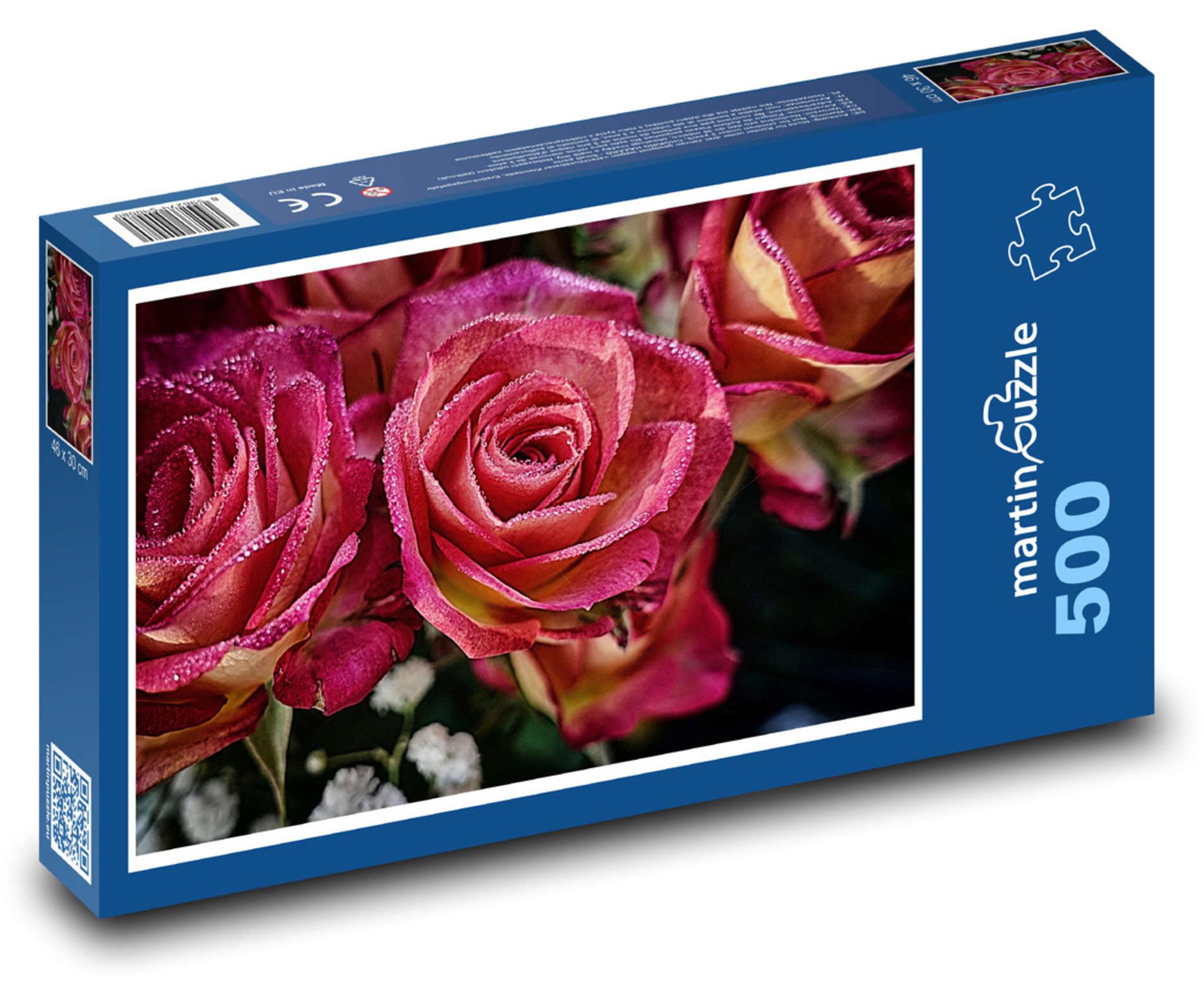 MCprint Puzzle 500 Rosen mit Tau bedeckt - martinpuzzle